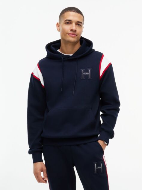 Μπλε Hoody Με Varsity Λογότυπο Και Λεπτομέρεια Σε Αντίθεση  Άνδρες