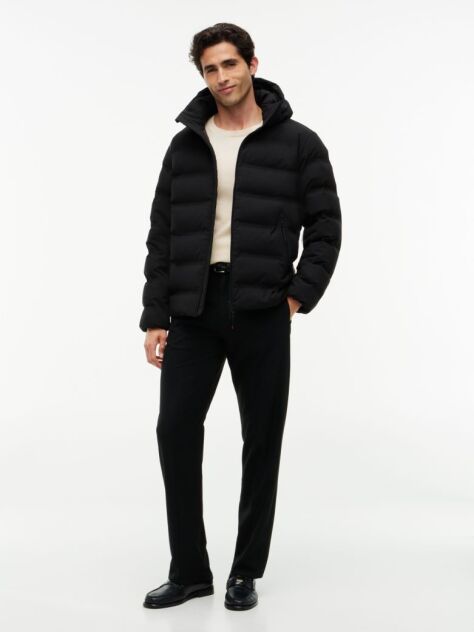 Black Performance Tech Padded Hooded Jacket  Men