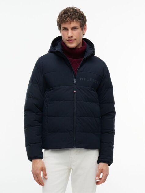 Blue Double-Layer Hooded Puffer Jacket  Men