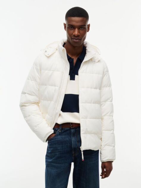 Beige Double-Layer Hooded Puffer Jacket  Men