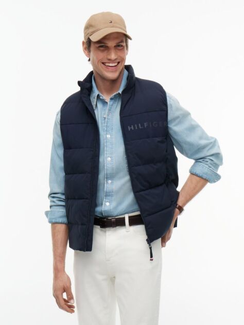 Blue Tonal Logo Quilted Gilet  Men