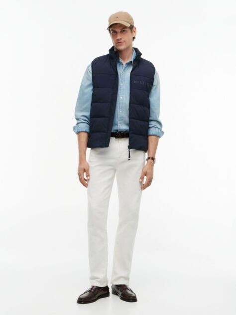 Blue Tonal Logo Quilted Gilet  Men