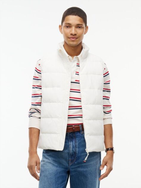 Beige Tonal Logo Quilted Gilet  Men