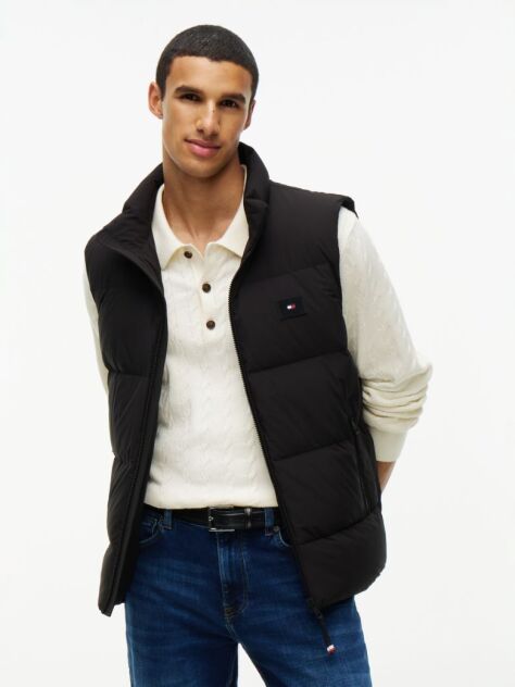 Black Logo Down Zip-Thru Gilet  Men