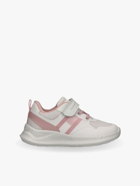 Multi Logo Mesh Lace Up And Velcro Sneakers  Girls