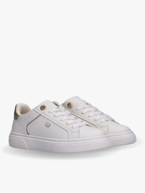 White Metallic Trim Lace-Up Sneakers  Girls