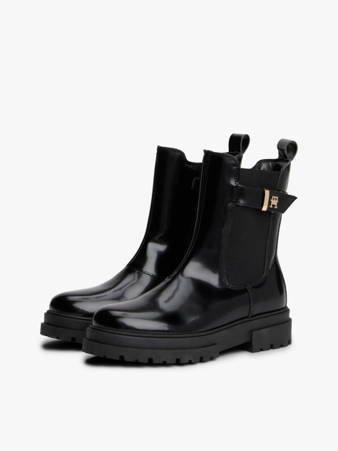 Μαύρο TH Monogram Μποτάκια Με Cleat Σόλα  Κορίτσια