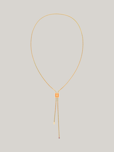 Multi Enamel TH Monogram Gold-Plated Barrel Necklace  Women