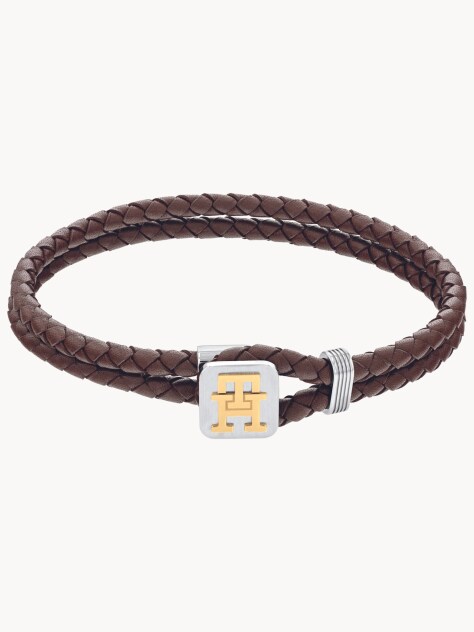 Brown TH Monogram Leather Bracelet  Men