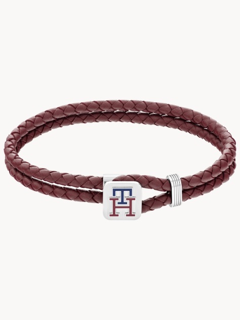 Multi TH Monogram Burgundy Leather Bracelet  Men