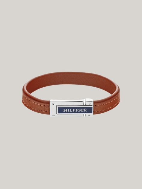 Brown Fold-Over Clasp Light Brown Leather Bracelet  Men