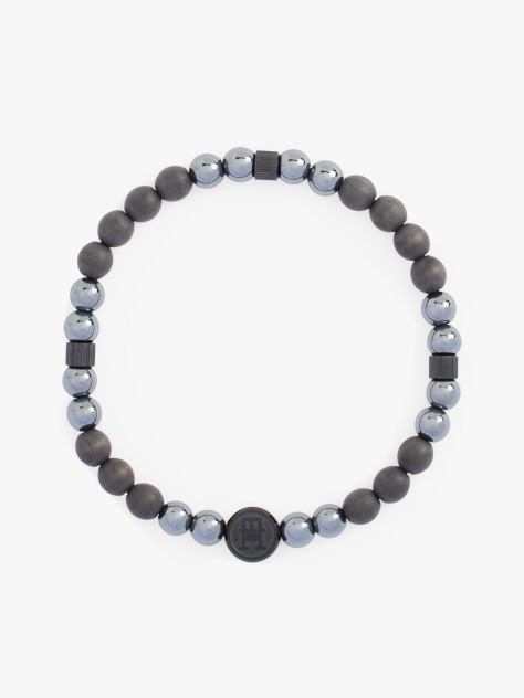 Grey TH Monogram Lapis Bead Bracelet  Men