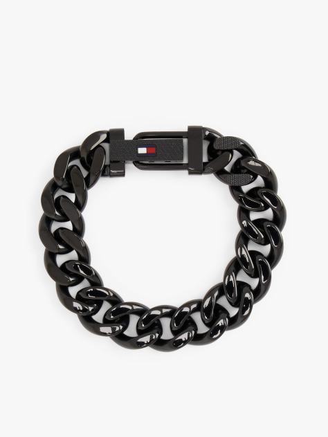 Black Black-Plated Chain-Link Bracelet  Men
