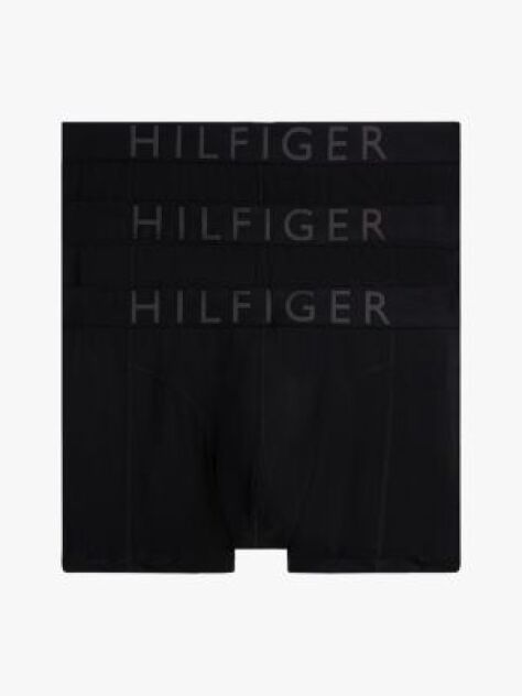 Black 3-Pack Microfibre Logo Waistband Trunks  Men