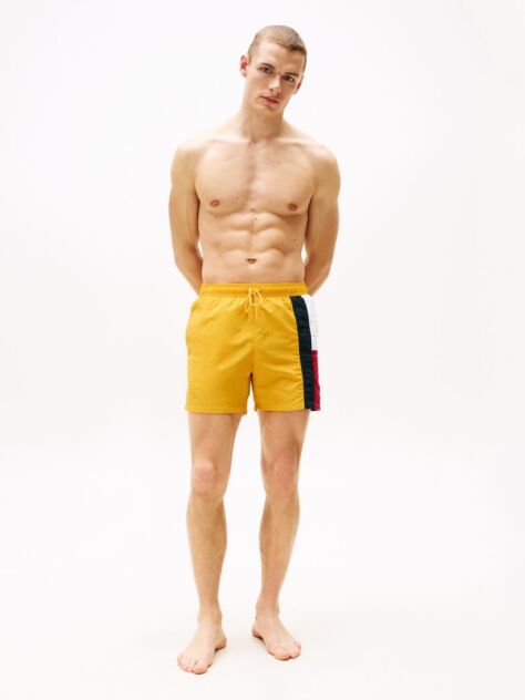 Yellow Hilfiger Flag Slim Mid Length Swim Shorts  Men