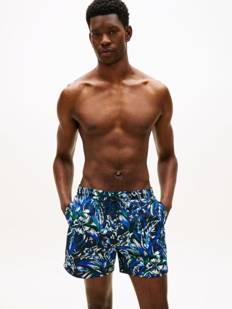 Multi Print Mid Length Swim Trunks  Men