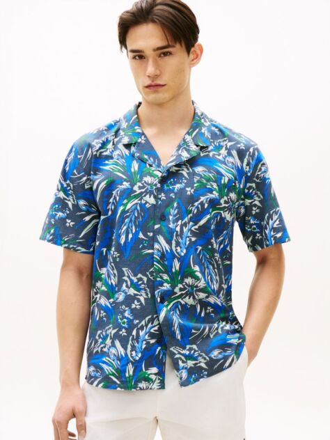 Multi Essential Print Bowling Shirt  Men