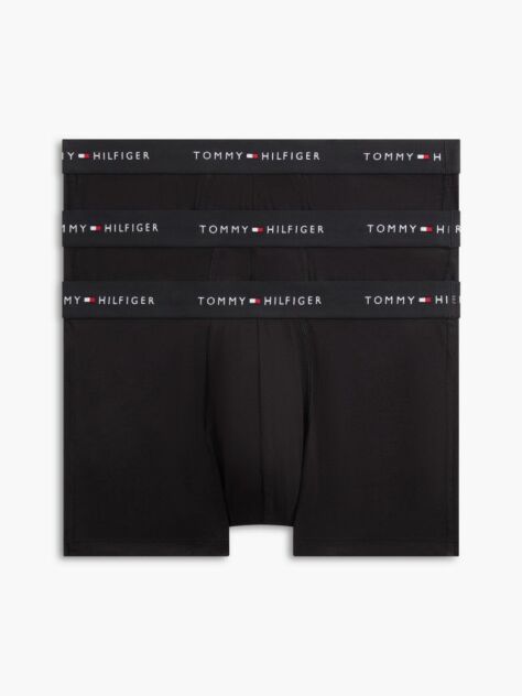 Black 3-Pack Signature Repeat Logo Waistband Trunks  Men