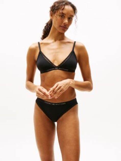 Black Tonal Logo Lace Triangle Bra  Women