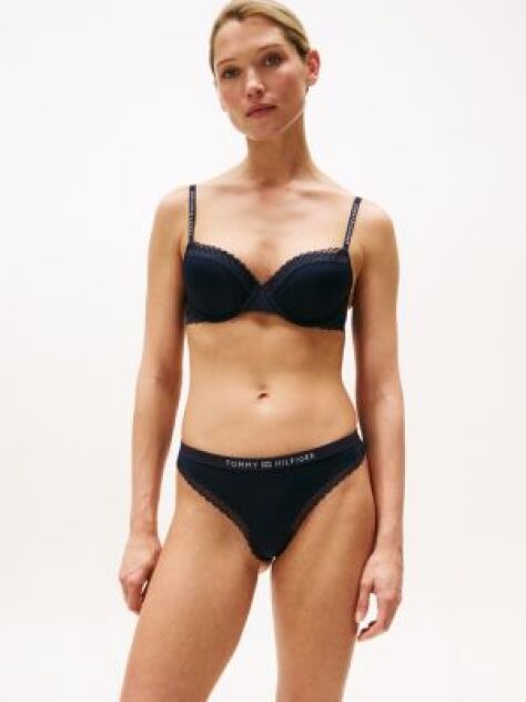 Blue Tonal Lace Demi-Cup Bra  Women