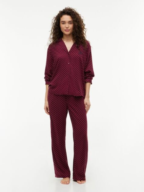 Red Essential Relaxed Drawstring Pyjama Bottoms  Women