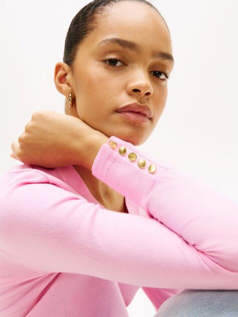 Pink Jersey V-Neck Jumper  Women