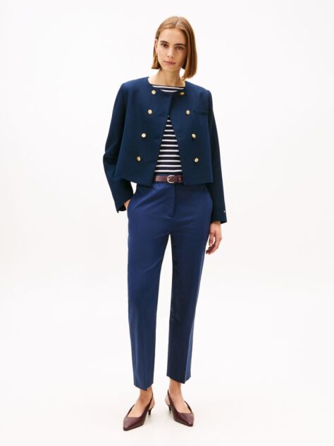Blue Slim Fit Straight Leg Chinos  Women