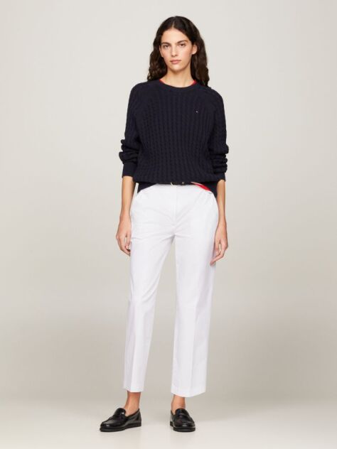 White Slim Fit Straight Leg Chinos  Women