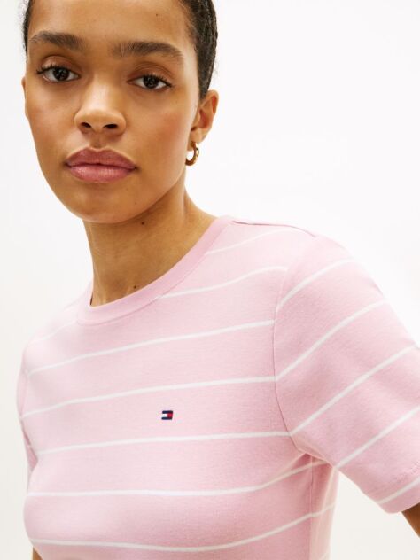 Multi Flag Embroidery Ribbed Slim T-Shirt  Women
