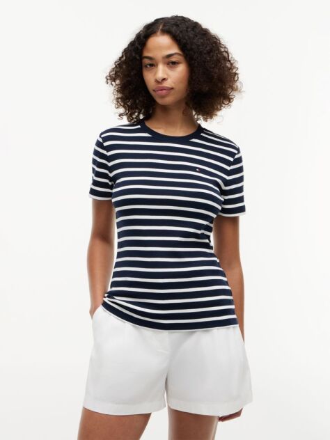 Multi Ριμπ T-Shirt Σε Slim Γραμμή Με Κεντητό Σημαιάκι  Γυναίκες