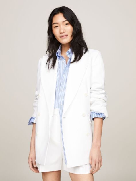 White Pique Oversized Double Breasted Blazer  Women
