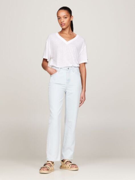 White V-Neck Relaxed T-Shirt  Women