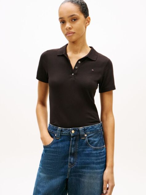 Black 1985 Slim Pique Polo  Women