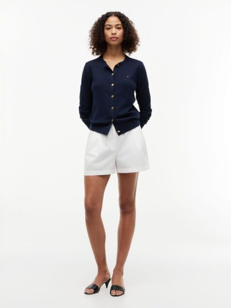Blue Jersey Crew Neck Cardigan  Women