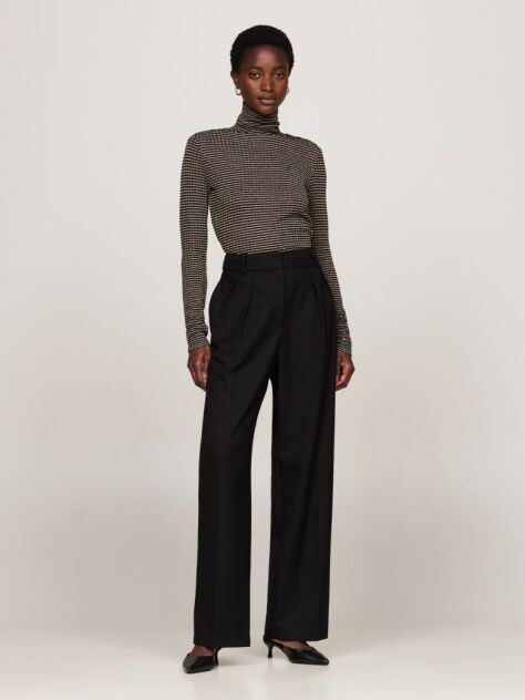 Multi Metallic Stripe Roll Neck Slim Jumper  Women