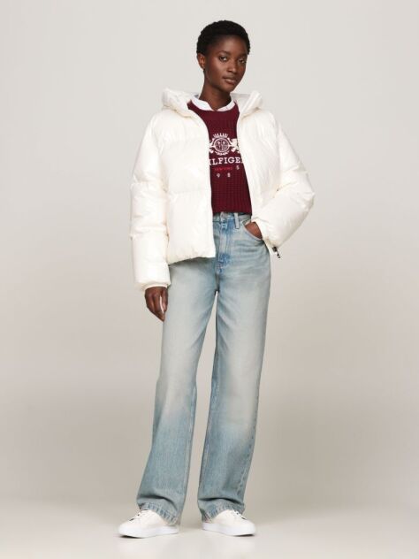 White Glossy Water Repellent Down Jacket  Women