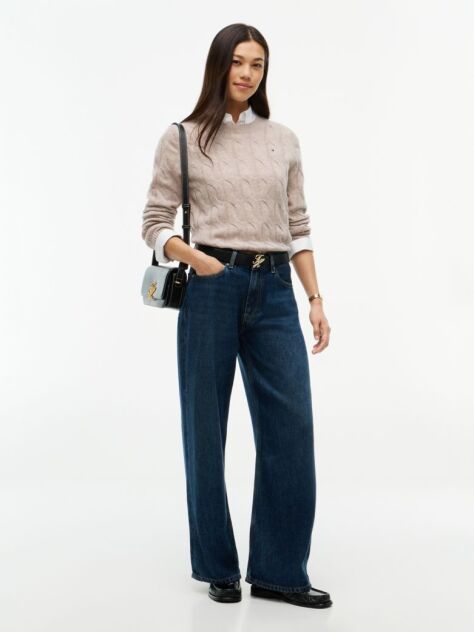 Beige Pure Wool Cable Knit Jumper  Women
