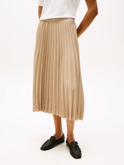 Beige Pleated Midi Skirt  Women
