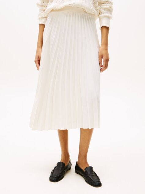 White Pleated Midi Skirt  Women