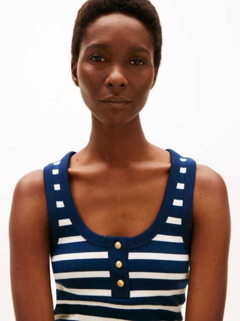 Multi Henley Slim Tank Top  Women