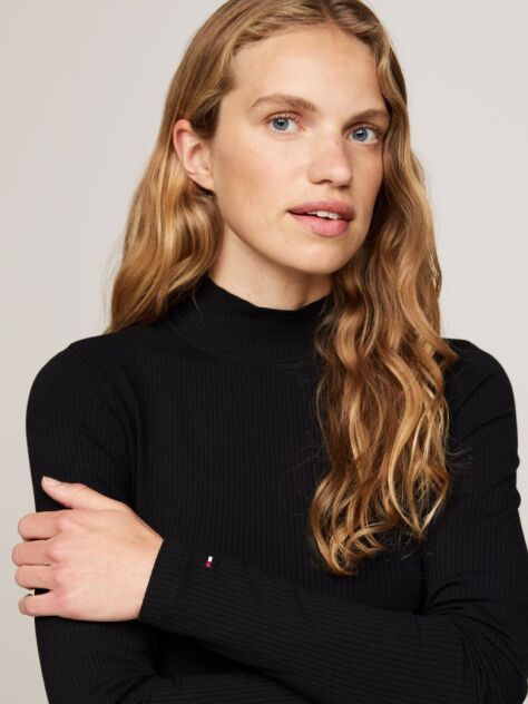 Black Mock Turtleneck Pleated Midi Dress  Women