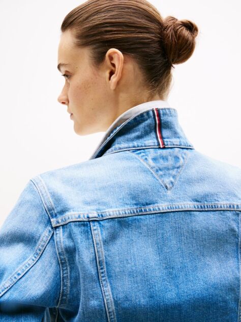 Μπλε Denim Τζάκετ Σε Slim Γραμμή  Γυναίκες