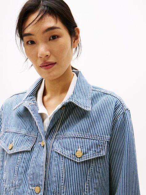 Multi Logo Oversized Denim Jacket  Women