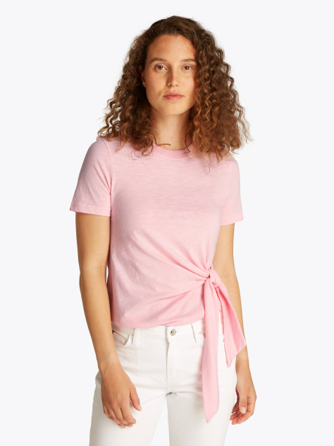 Pink Side Knot Crew Neck T-Shirt  Women
