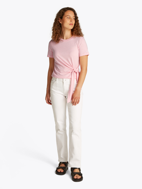 Pink Side Knot Crew Neck T-Shirt  Women