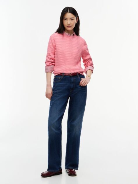 Pink Fine Cable Knit Jumper  Women