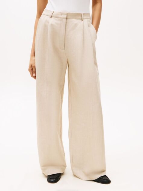 Beige Relaxed Straight Leg Pants  Women