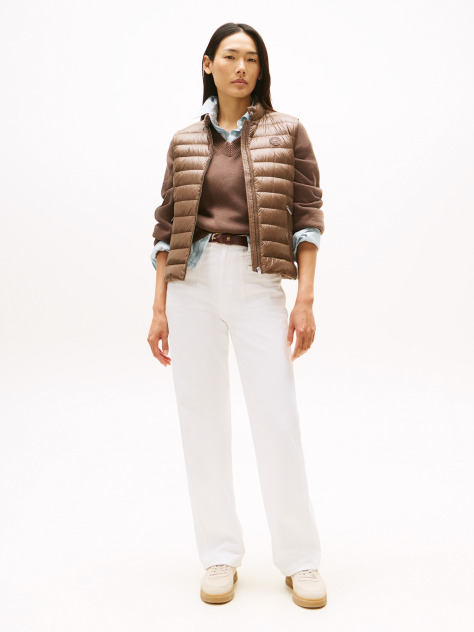 Brown Ultra Light Down Mock Neck Gilet  Women