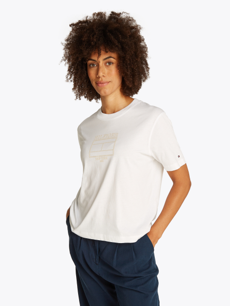 Άσπρο T-Shirt Με Λογότυπο  Γυναίκες