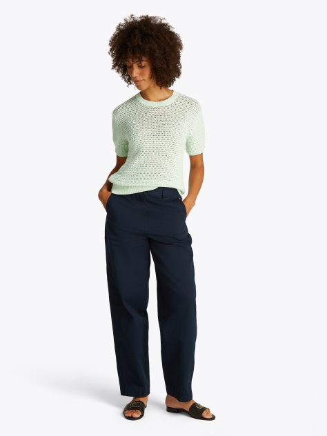 Green Pointelle Crochet Jumper  Women